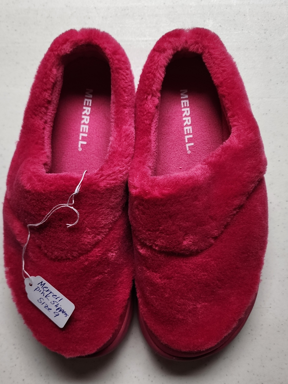 Merrell Plush Slip-On Slippers in Raspberry Red